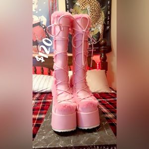 Demonia pure vigilance pink platform boots